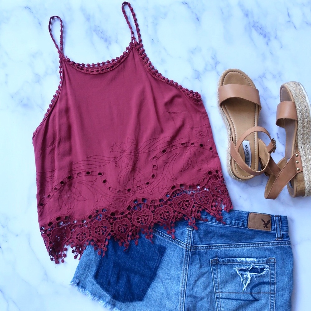 Kendall & Kylie PacSun Maroon Tank Top